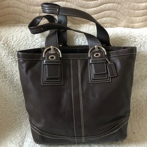 Brown Leather Coach Tote